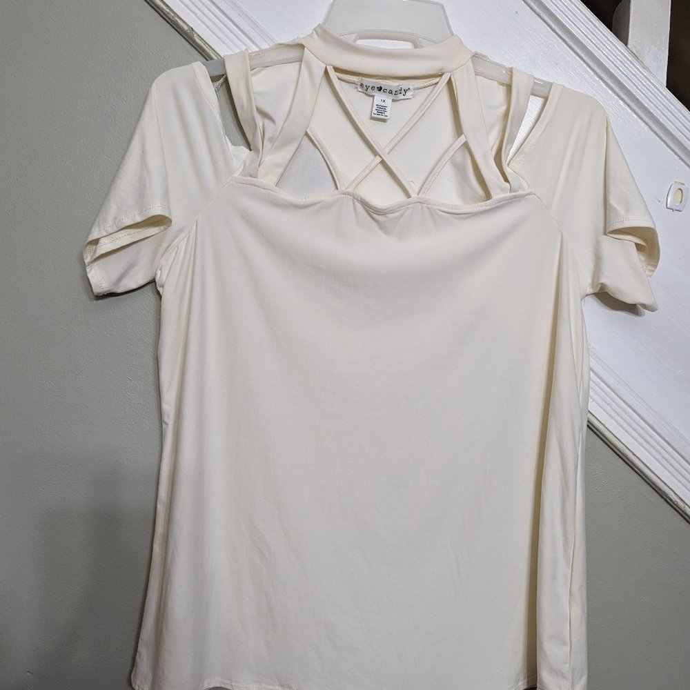 Eye Candy ivory color off shoulder shirt